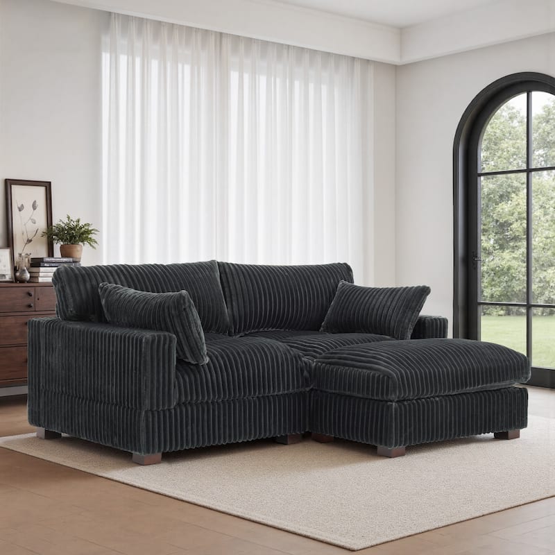 Oversized Plush Modular Sectional Sofa Couch with Ottoman