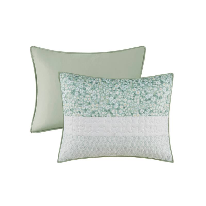 Madison Park Evian 4 Piece Seersucker Quilt Set with Throw Pillow