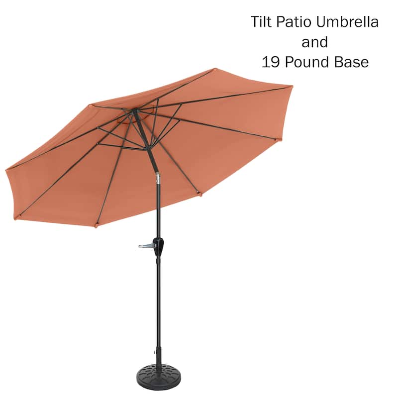 Pure Garden 10-Foot Outdoor Tilting Patio Umbrella with Base