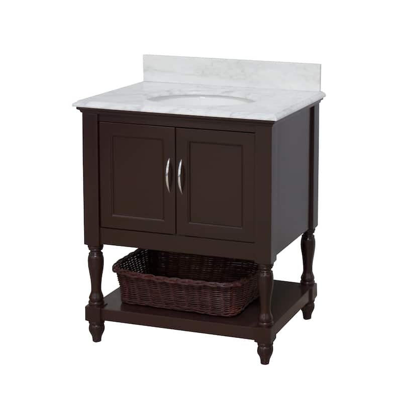 KitchenBathCollection Beverly 30" BathroomVanity w/ Carrara Marble Top