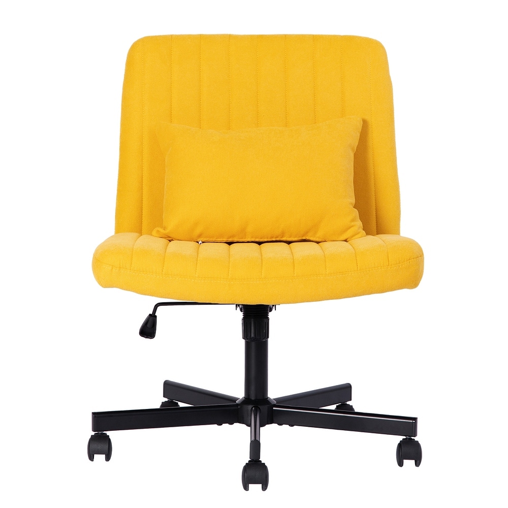 Velvet Criss Cross Armless Office Chair with Wheels - Versatile for Home Office, Meditation & Makeup