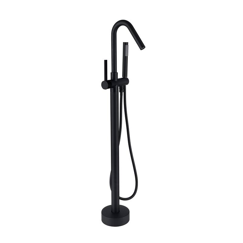 Topcraft Floor Mounted Bathtub Filler with Handheld Showerhead - Matte Black