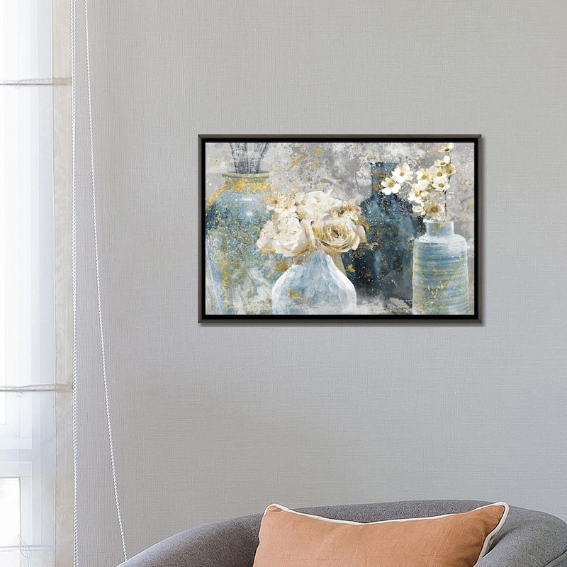 iCanvas "Vessels and Blooms Blues" by Nan Framed