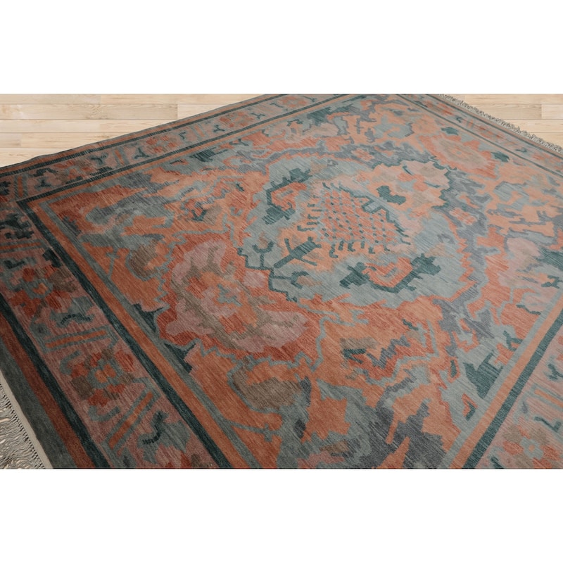 9x12 Hand Knotted Wool Aqua Tibetan Modern Plush Pile Cameron Rug - 9' x 12'