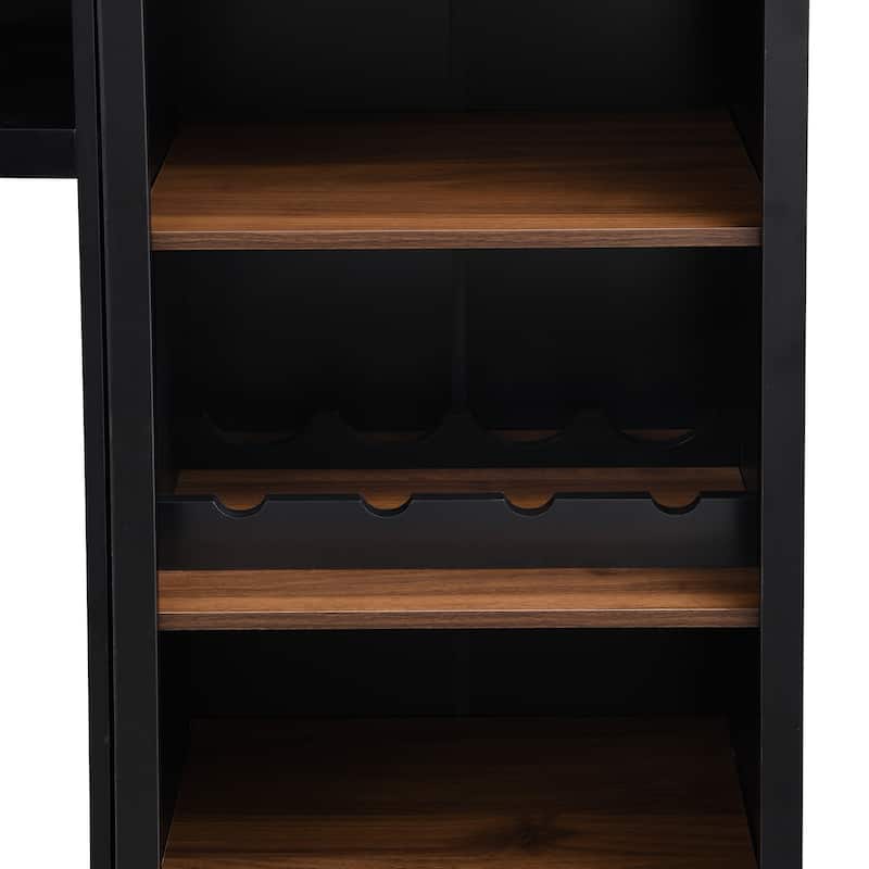 Roomfitters Mid-Century 4-Piece Entertainment Wall Unit with Bookshelves, TV Stand for TVs up to 70" withShelves and Wine Rack