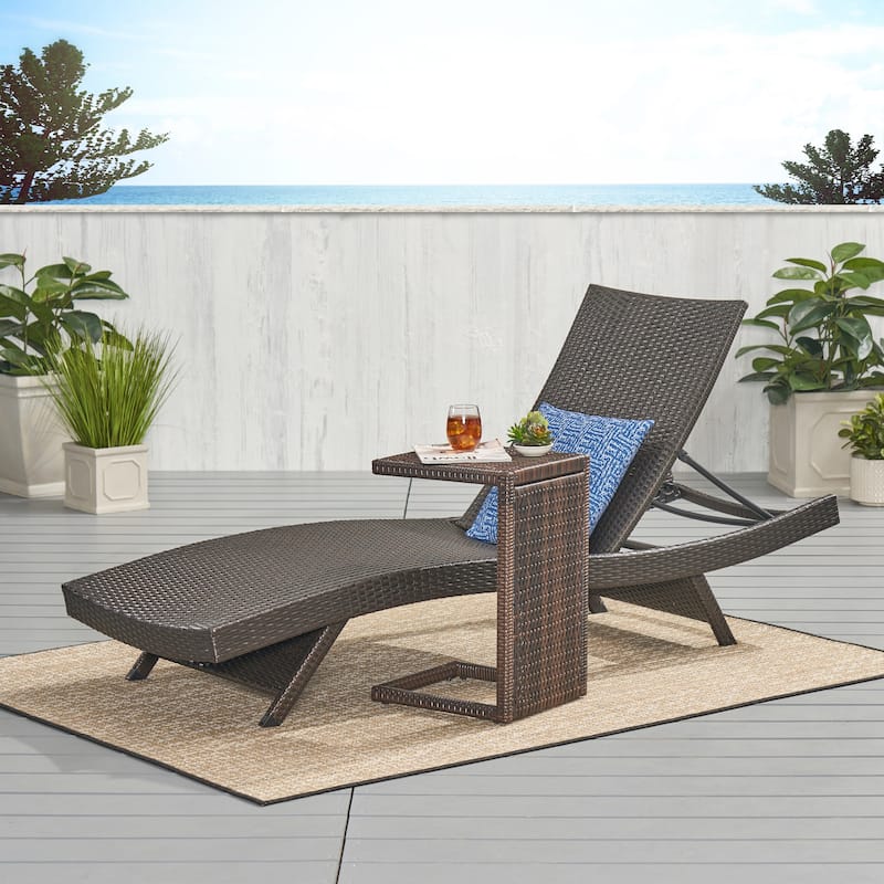 Chaminade Outdoor 2-piece Wicker Adjustable Chaise Lounge Set by Christopher Knight Home - Brown