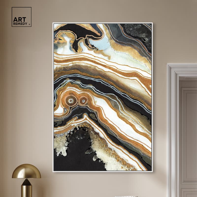 Art Remedy Black And Gold Ii Framed Mineral, Agate & Geode 1 Piece Canvas Wall Art