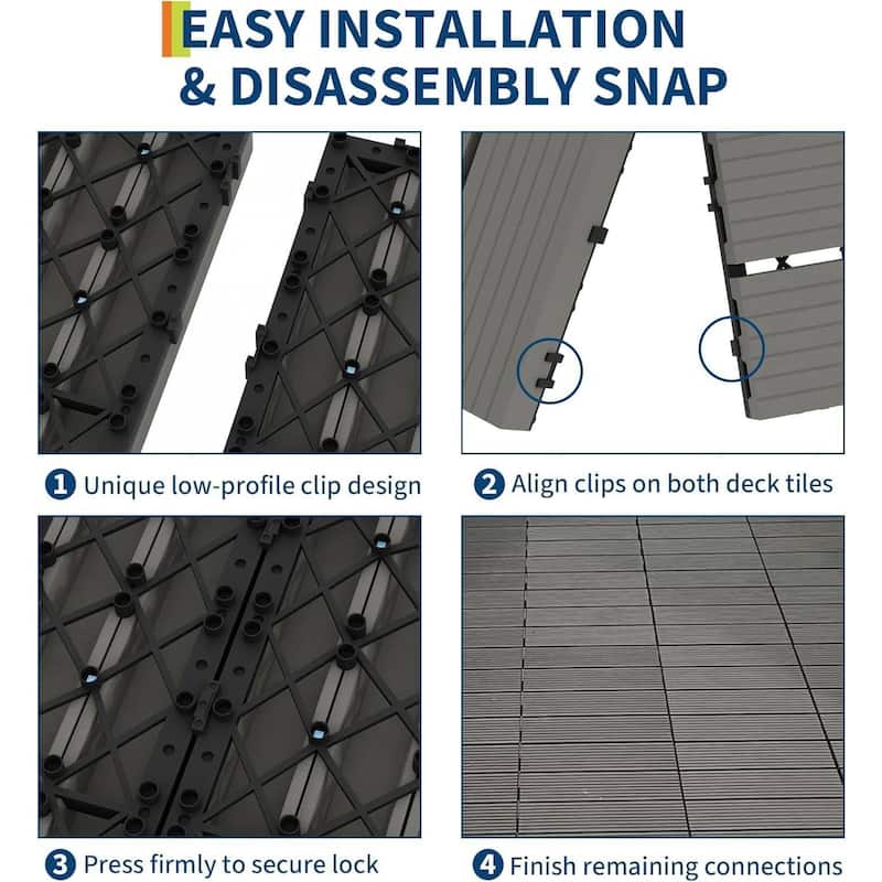 27-Pack 12"X12" Interlocking Patio Flooring Tiles for Patio, Balcony, Porch, Poolside