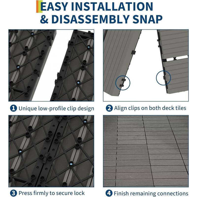 48-Pack 12"X12" Interlocking Patio Flooring Tiles for Patio, Balcony, Porch, Poolside