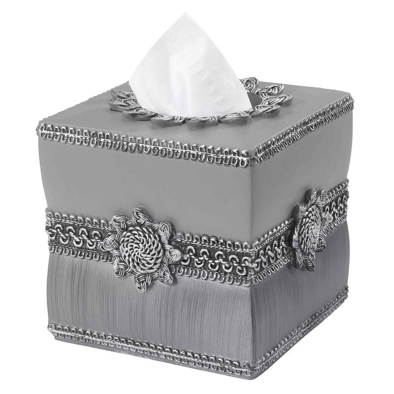 Avanti Linens Braided Medallion Tissue Cover - Granite - Tissue Cover