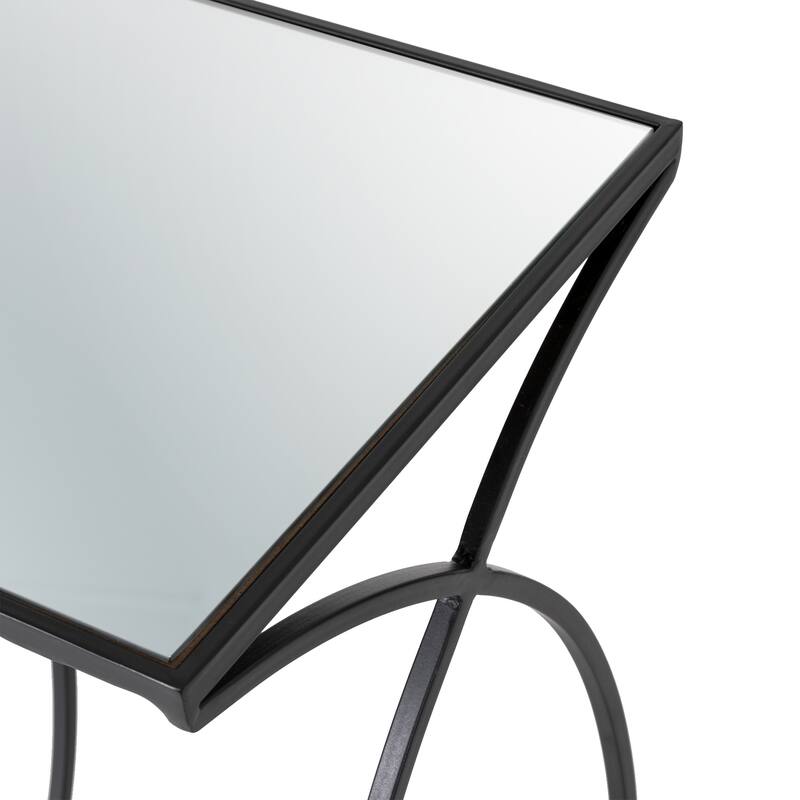 Glitzhome Set of 2 Modern Glam Glass Top Nesting Side Table