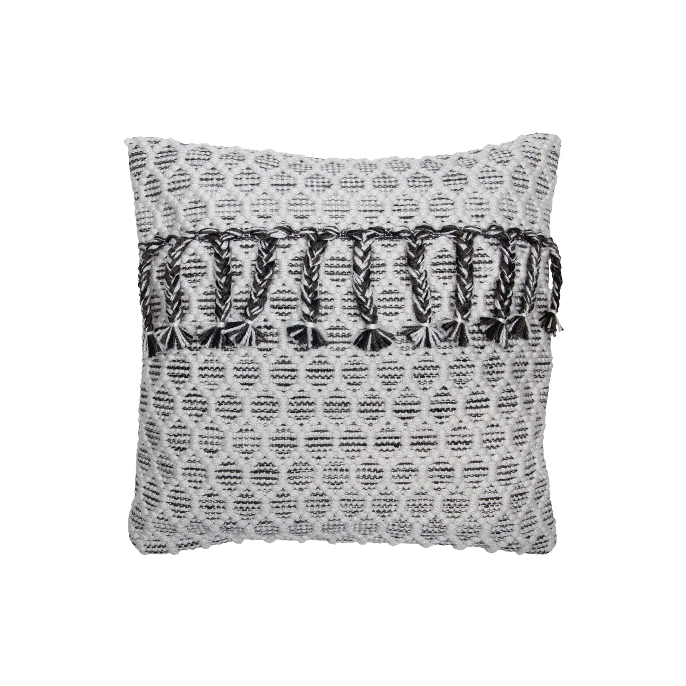 Shop Foreside Home Garden Gray And White Hand Woven 20 X 20 Inch Outdoor Decorative Throw Pillow Cover With Insert 20x20 Overstock 30539638