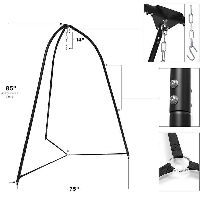 Tripod Hanging Chair Stand Frame for Hanging Chairs, Swings, Saucers, Loungers, Indoor/Outdoor Use (Chair not included)