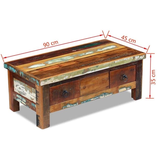 Shop Black Friday Deals On Vidaxl Coffee Table Drawers Solid Reclaimed Wood 35 4 X17 7 X13 8 Overstock 18965392