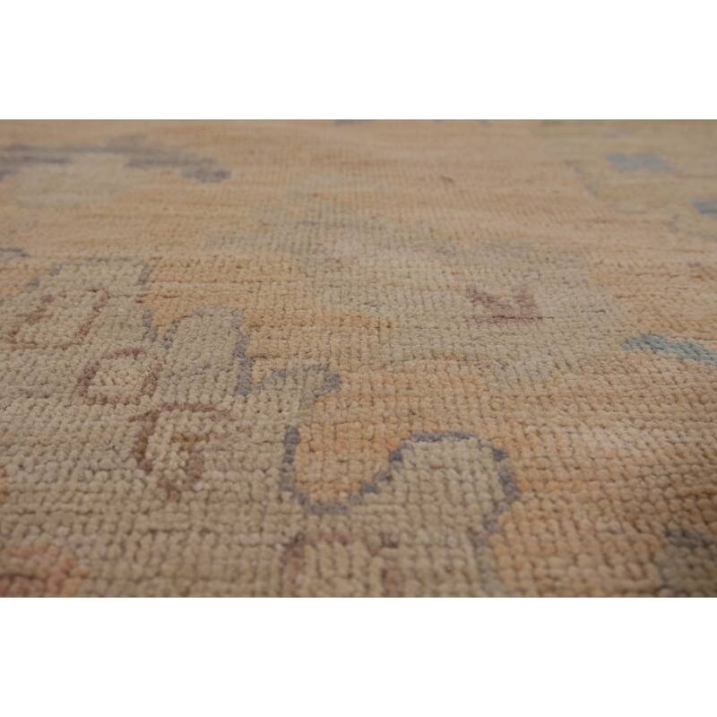 Vegetable Dye Oushak Turkish Area Rug Hand-Knotted Orange Wool Carpet - 10'6"x 13'10"