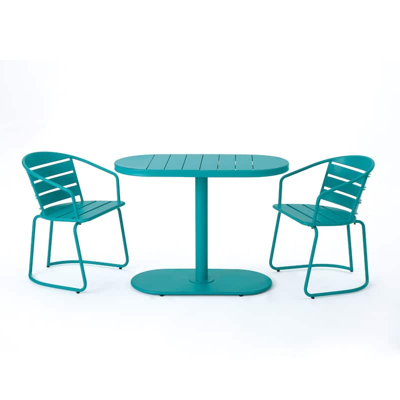 Roomfitters 3-Piece Bistro Set, Outdoor Metal Patio Table and Chairs for Balcony, Garden or Porch
