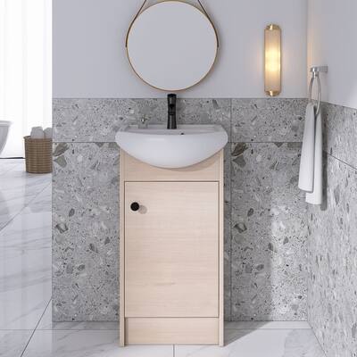 18 inch Wood Freestanding Bathroom Vanity Set with Integrated Ceramic Sink