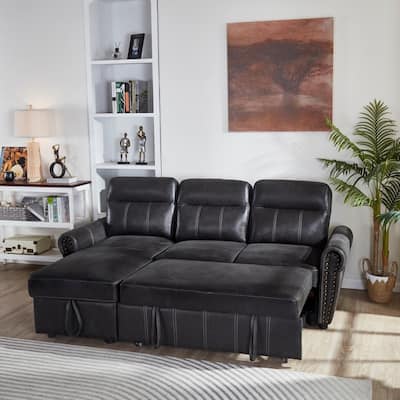Space Saving Sectional Sofa Bed, Solid Wood Frame, Easy Assembly