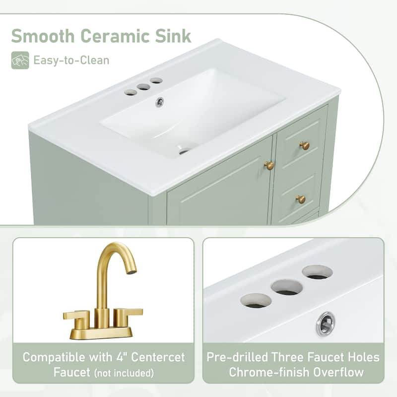 Christopher Knight Home 30" Stylish and Functional Bathroom Vanity with Sink