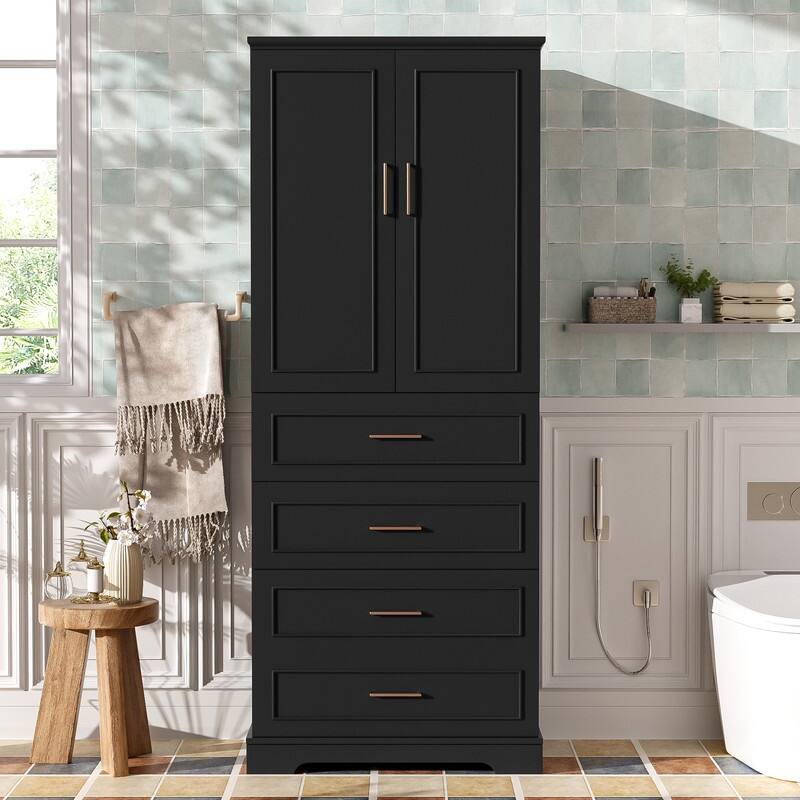 Freestanding Bathroom Cabinet with 3 Drawers, Adjustable Shelf, Soft-Close Doors