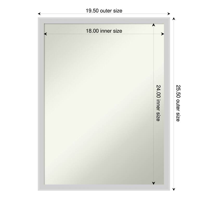 Incline Non-Beveled Wood Framed Bathroom Vanity Wall Mirror - 20 x 26 in - Incline Silver