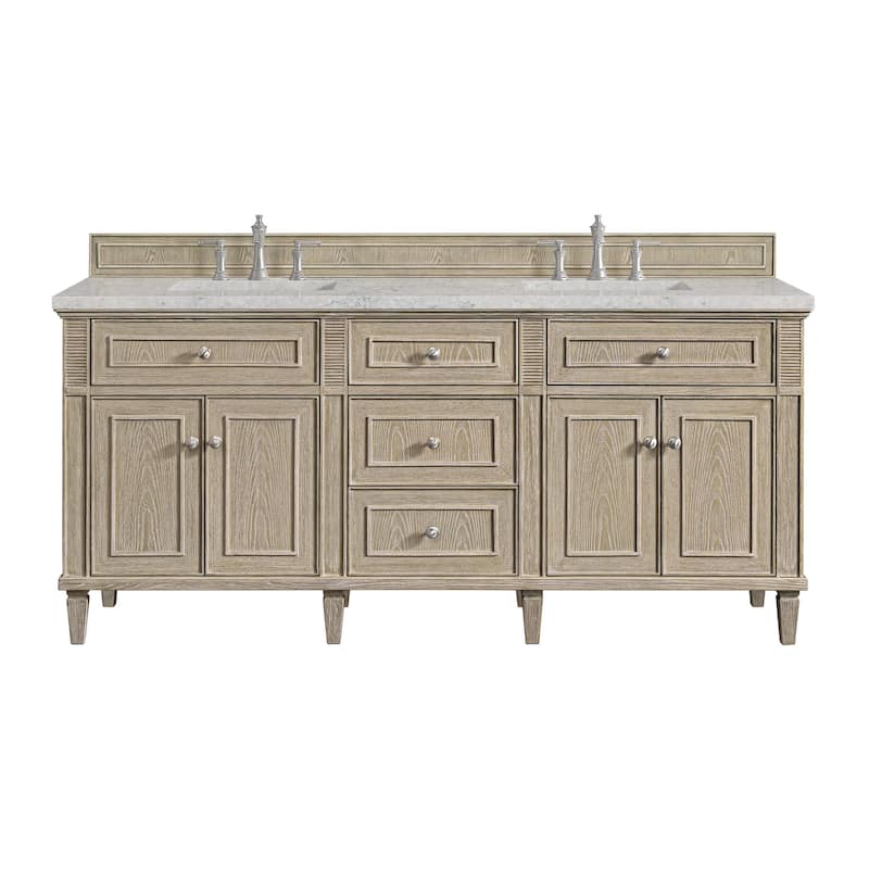 James Martin Vanities 424-V72-3EJP Lorelai 72" Double Basin Wood - Whitewashed Oak - Oak Finish
