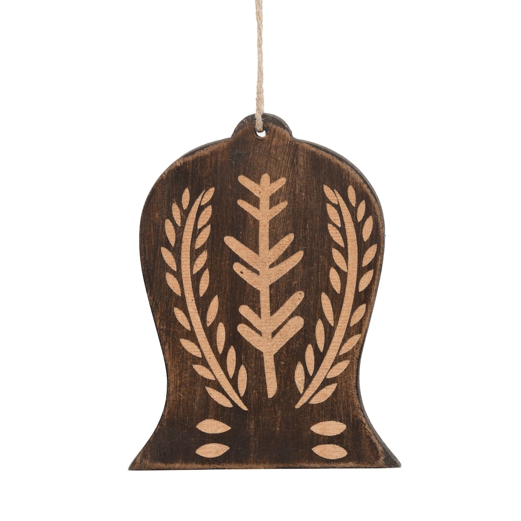 Sevita Traditional Wooden Peace Bell Figurine Ornament, Set of 4 - 7" x 5" x .1"