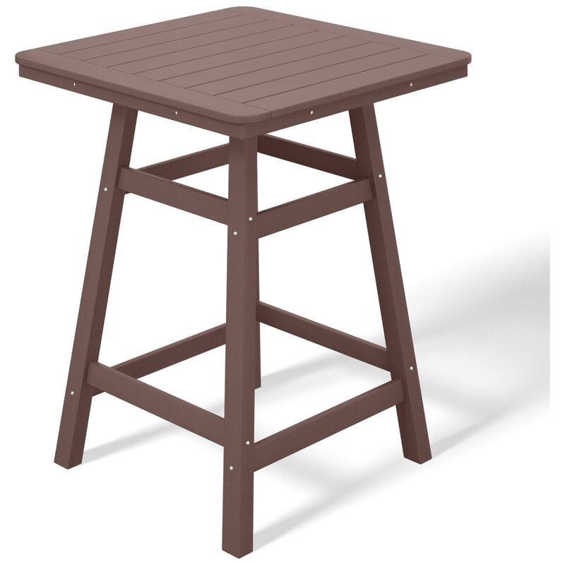Laguna Hdpe All Weather Outdoor Patio 30" Square Counter Bistro Table - Dark Brown