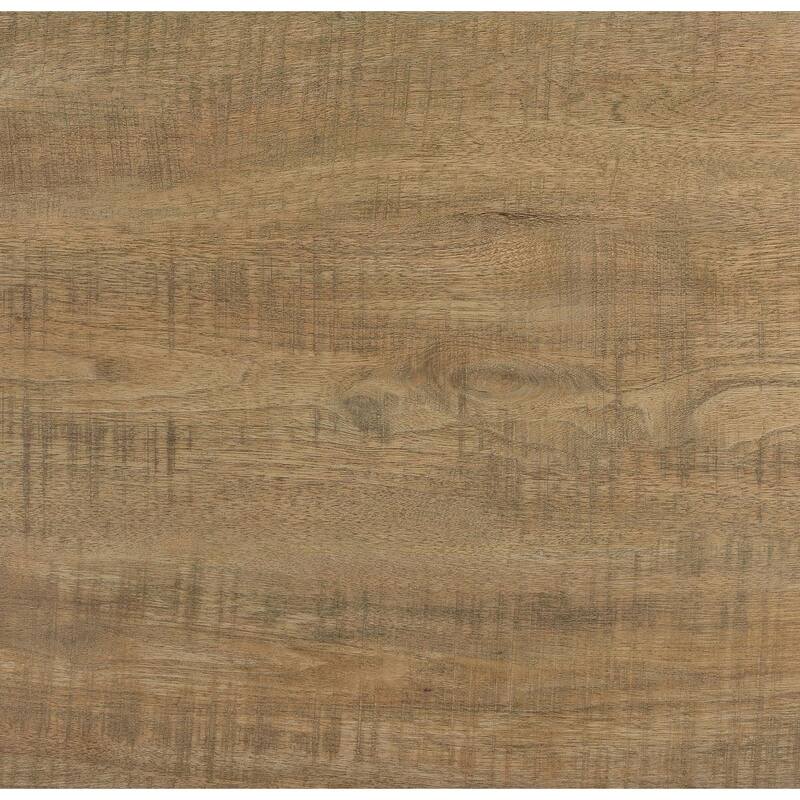 Nette 24 Inch End Table with Rough Hewn Saw Marks, Wood, Natural Brown