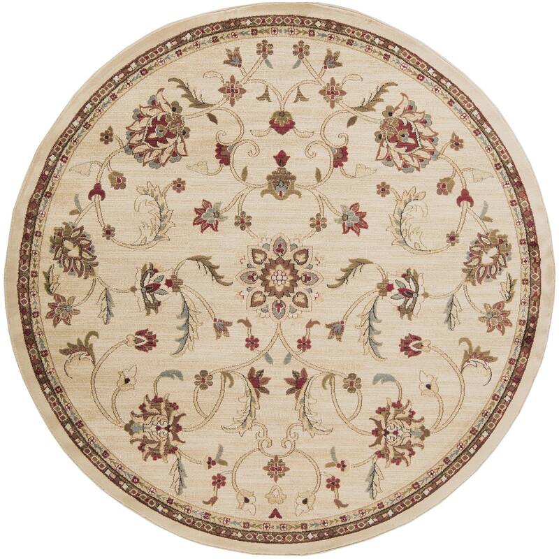 Livabliss Riley Updated Traditional Oriental Area Rug - Tan - 7'10" x 7'10" Round