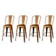 preview thumbnail 26 of 25, High Back Metal Barstool with Black/Brown Leather Cushion-Set of 4