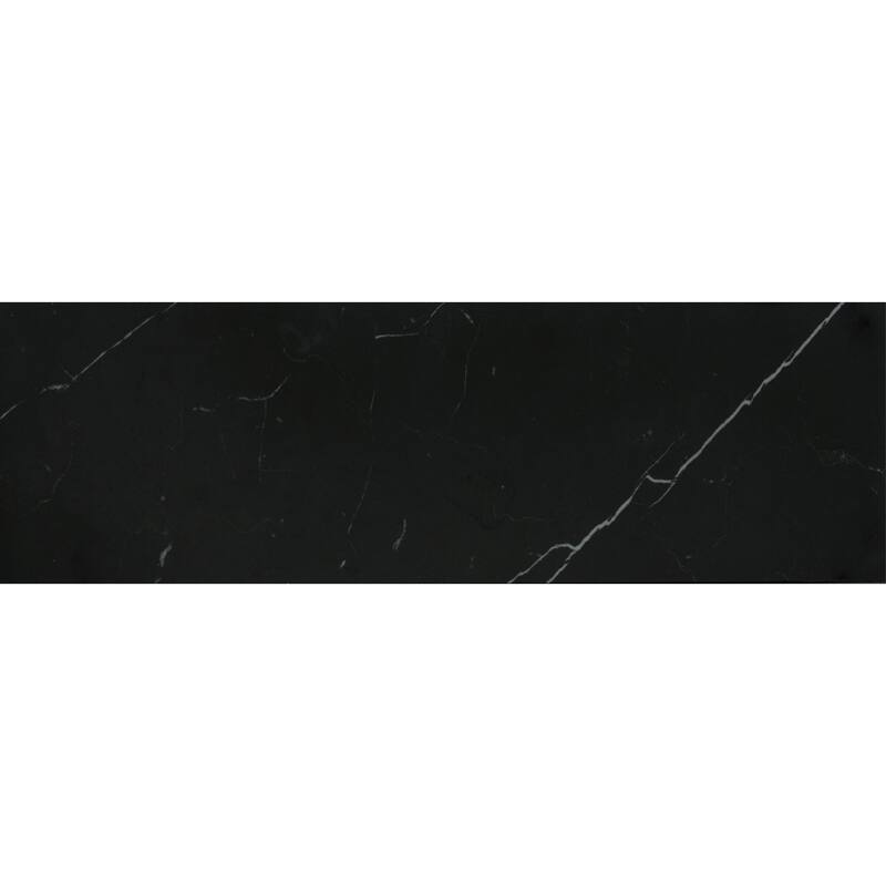 Penthouse 4x12 Polished Marble Look Porcelain Subway Tile - Floor, Wall - Case of 20 (6.46 Sq. ft.) - Nero Marquina