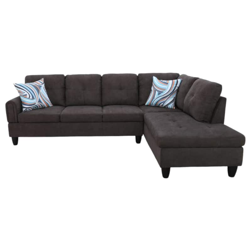 KISRAIS 97" Wide 2-Piece Flannel Sectional Sofa for Small Spaces