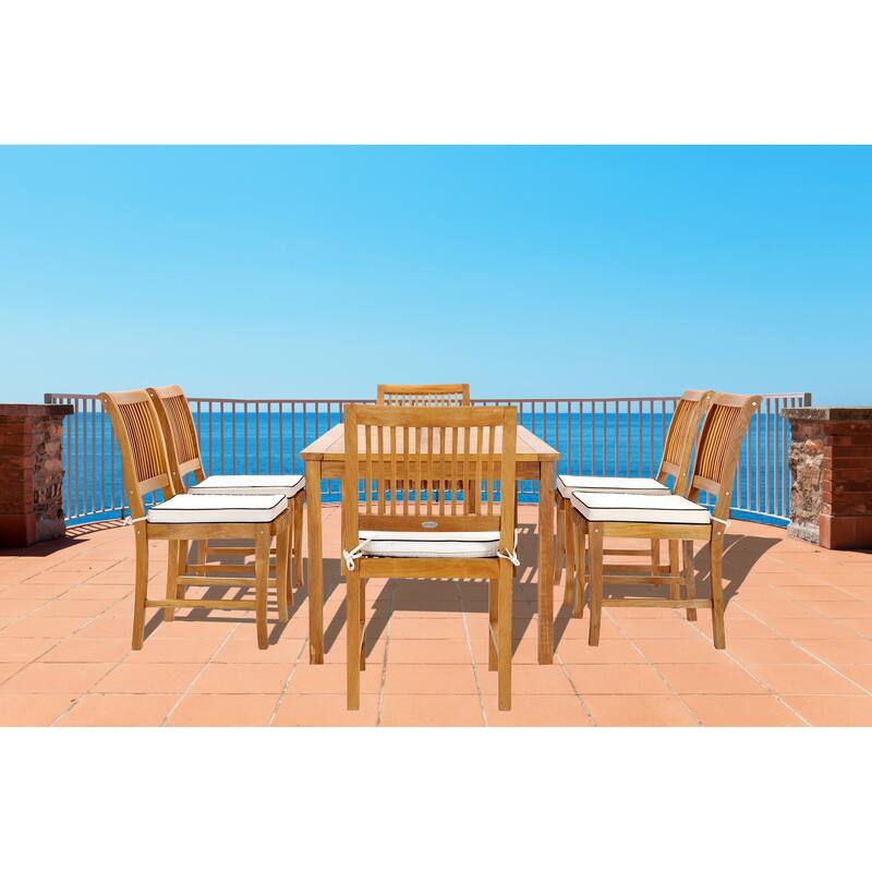 Chic Teak Bermuda Rectangular Teak Wood Patio Bistro Dining Table, 71 x 35 inch (Table Only)