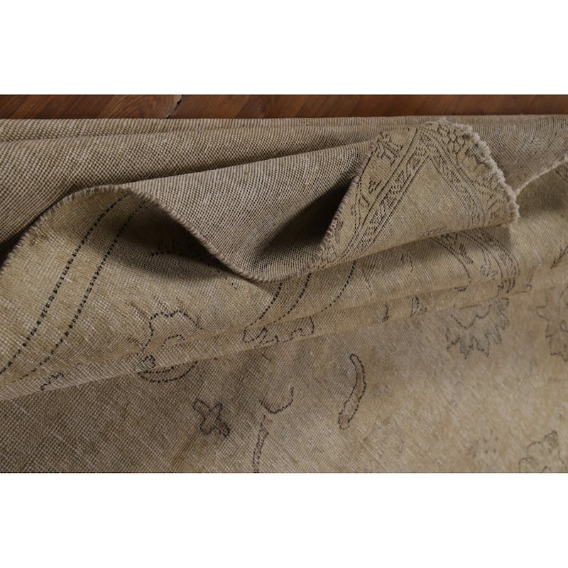Earth Tone Tabriz Persian Vintage Area Rug Hand-Knotted Wool Carpet - 9'6"x 12'7"