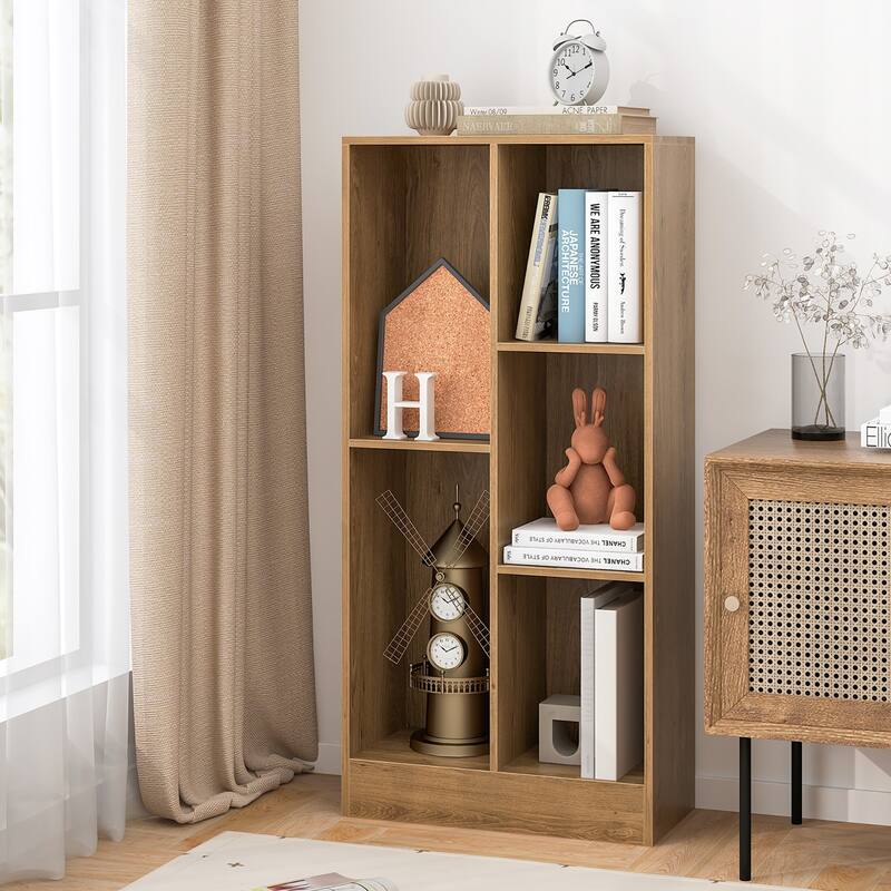 Gymax 5-Cube Bookshelf 41'' Floor Bookcase w/ 2 Anti-Tipping Kits