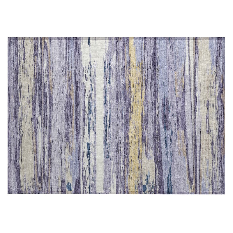 Machine Washable Indoor/ Outdoor Abstract Stripes Chantille Rug