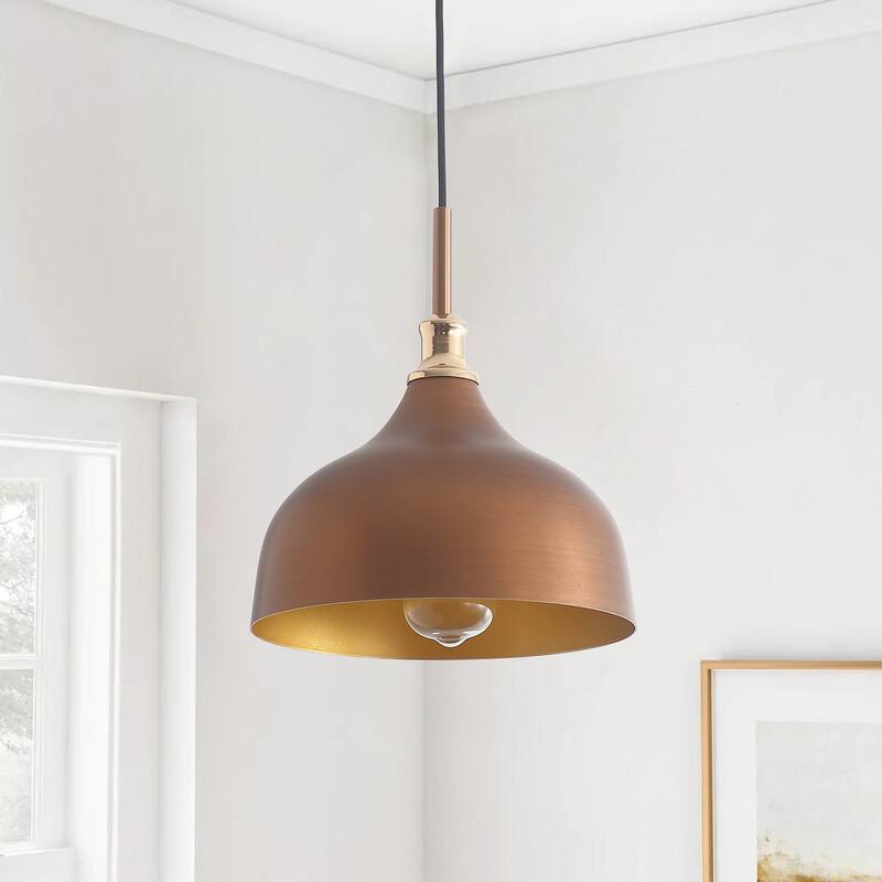 Vintage 1-Light Unique Dome Shape Pendant Lighting Fixture - Gold