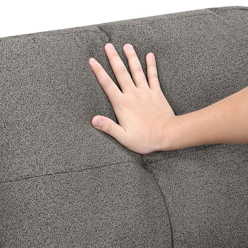 Hazel Boucle Sectional Sofa - Reversible Chaise, Pull-out Bed, Shelves