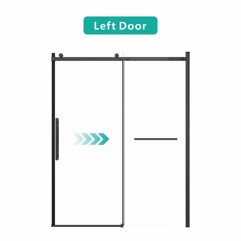 GDFStudio - 76'' H Frameless Sliding Glass Shower Door with Handle and Towel Bar, Easy-Clean Tempered Glass Panels
