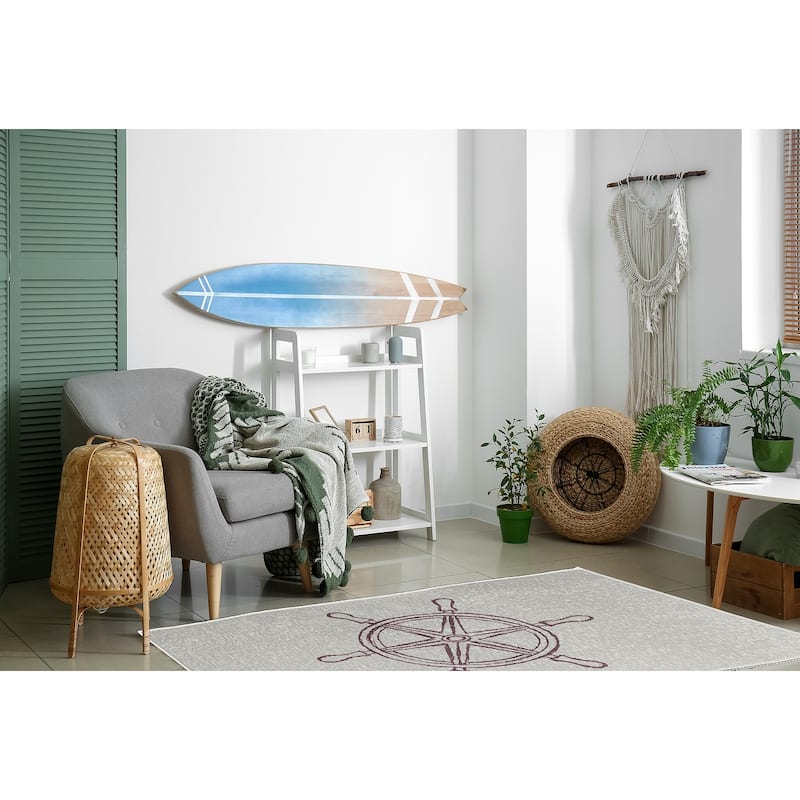 Large Ship Wheel Nautical Chenille Rug
