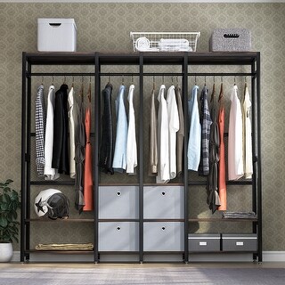 Extra Large Closet Organizer,Freestanding Garment Rack with Shelves and Hanging Rods