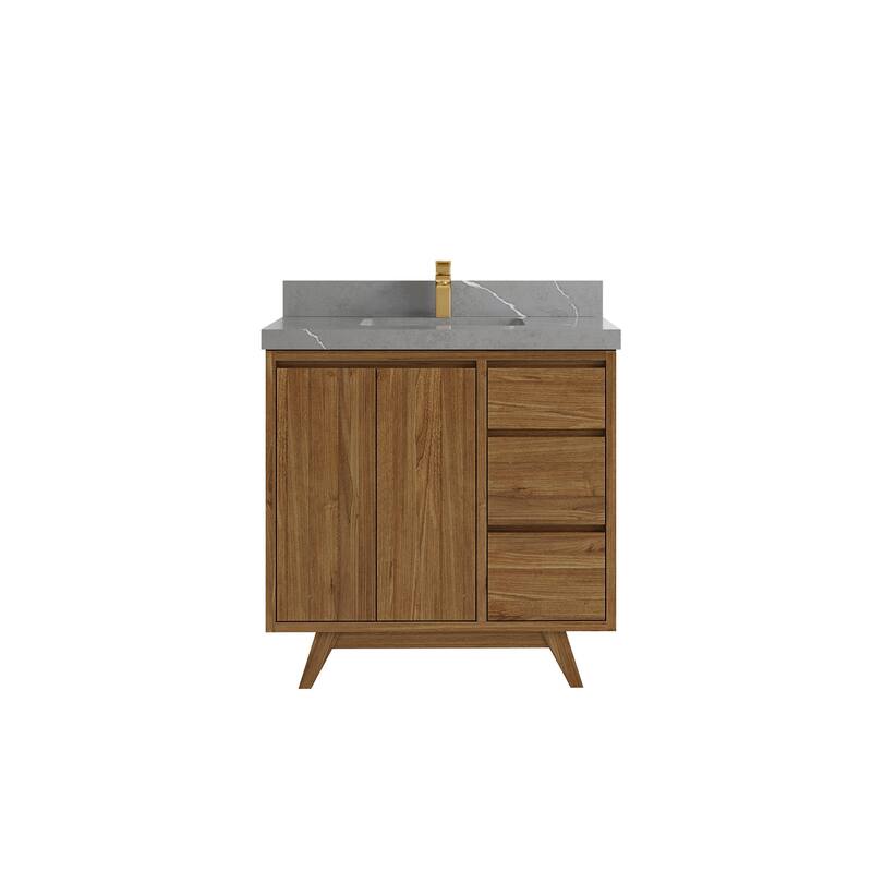 Willow Collections 36 in. W x 22 in. D Madison Teak Center Sink Bathroom Vanity with Countertop