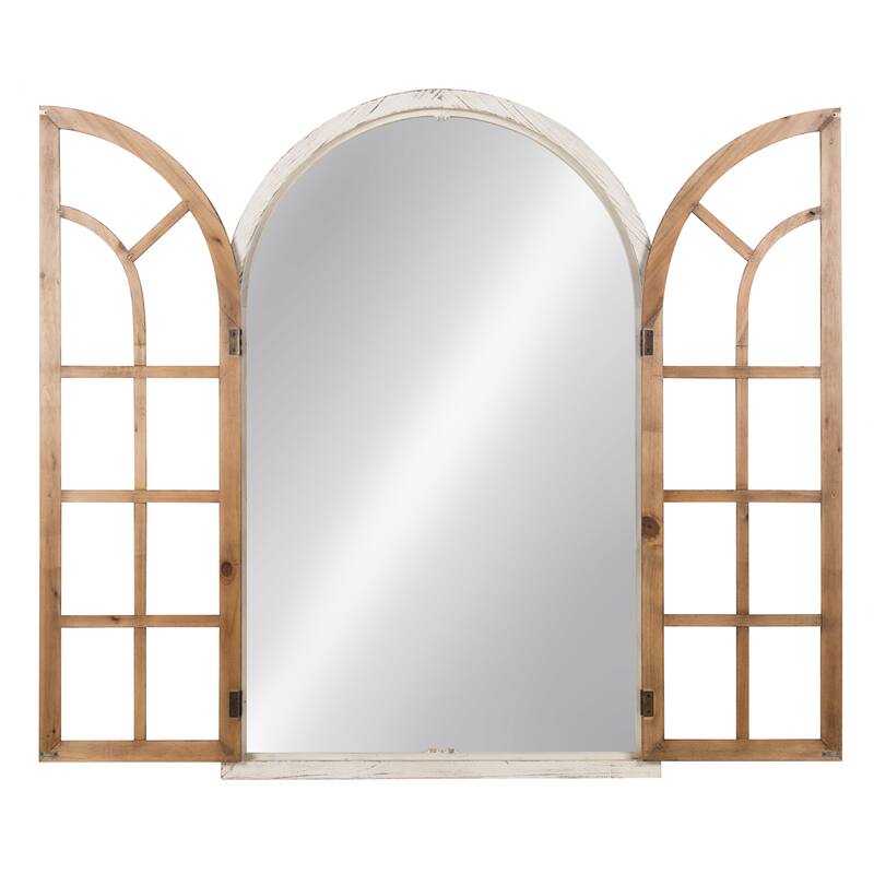 Kate and Laurel Boldmere Wood Windowpane Arch Mirror