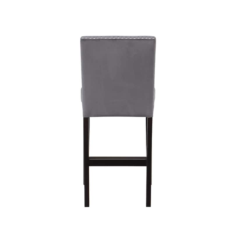 Zahara Glam Grey Velvet Padded Nailhead Counter Height Chairs by Furniture of America (Set of 2)