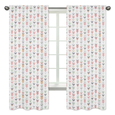Sweet Jojo Designs Coral and Mint Mod Arrow Collection Window Curtain Panels