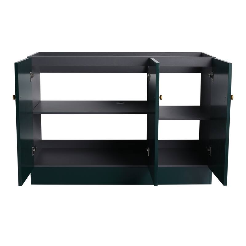 Modern 48 Inch Freestanding Bathroom Vanity Base without Sink, Storage Cabinet with Soft-Close Doors and Adjustable Shelves
