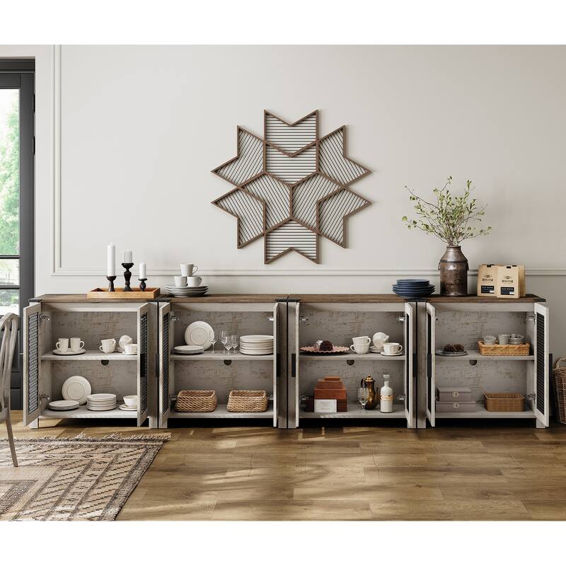 Sideboard Buffet Cabinets with Mesh Door and Adjustable Shelf
