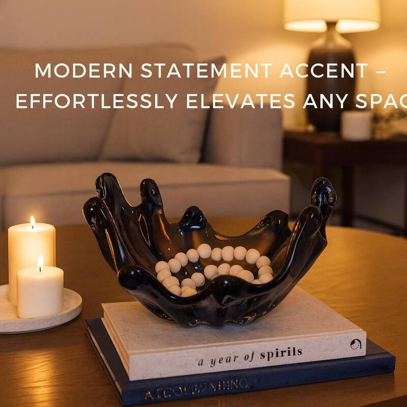 Elegant Sculptural Glass Bowl Centerpiece Decorative Accent 16"x10"