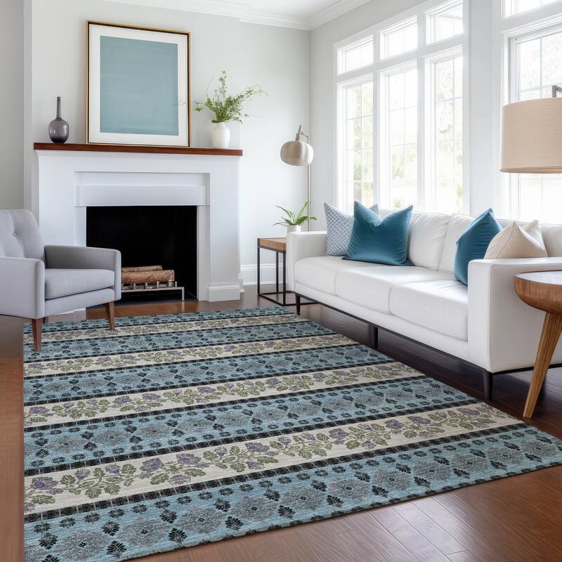 Machine Washable Indoor/ Outdoor Stripe Sochi Chantille Rug